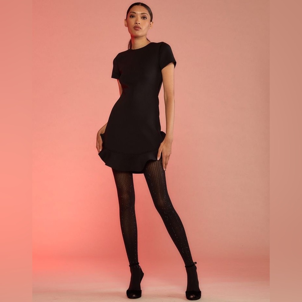 VTG Donna Morgan 90s grunge little black tailored dress beaded button back